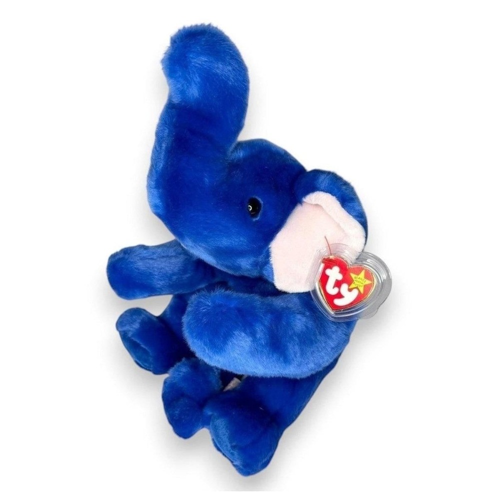 Peanut the Elephant | Royal Blue Sweetheart | Mint Heart Tag TY Beanie Buddy